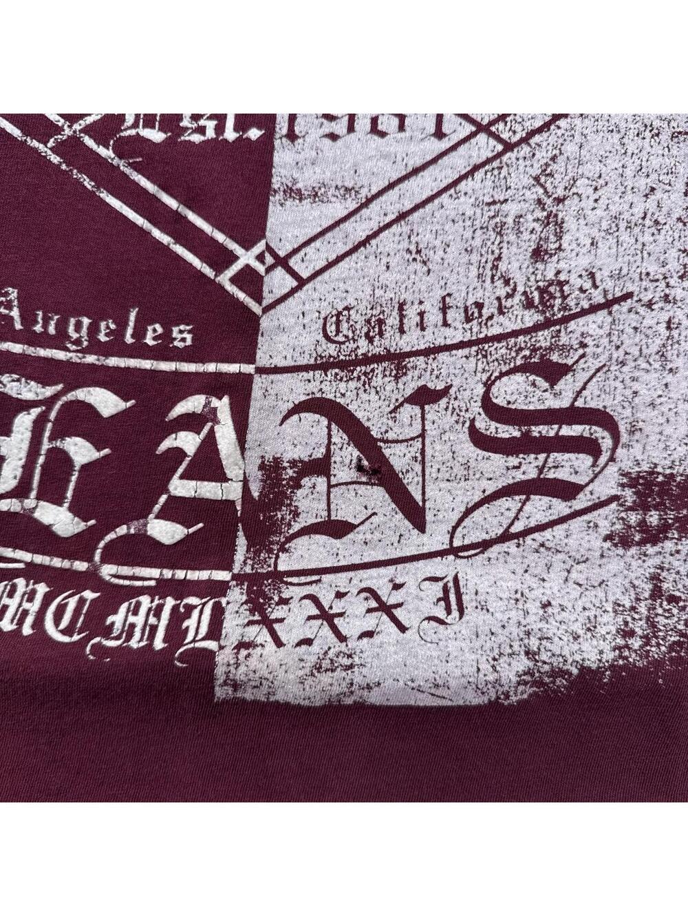 Y2K Guess Burgundy Grunge Distressed T shirt - Picture 6 of 8